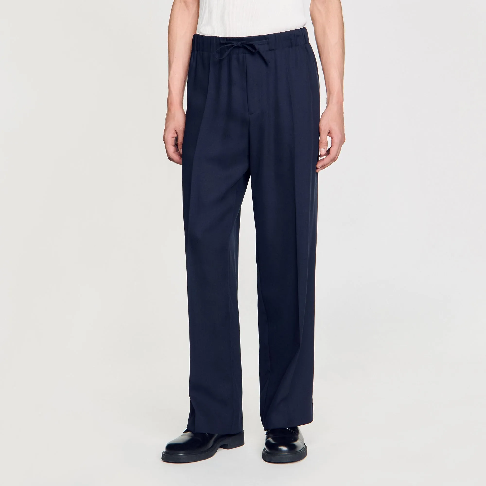 Jogging Large Elasticated Wide-Leg Trousers Midnightblue