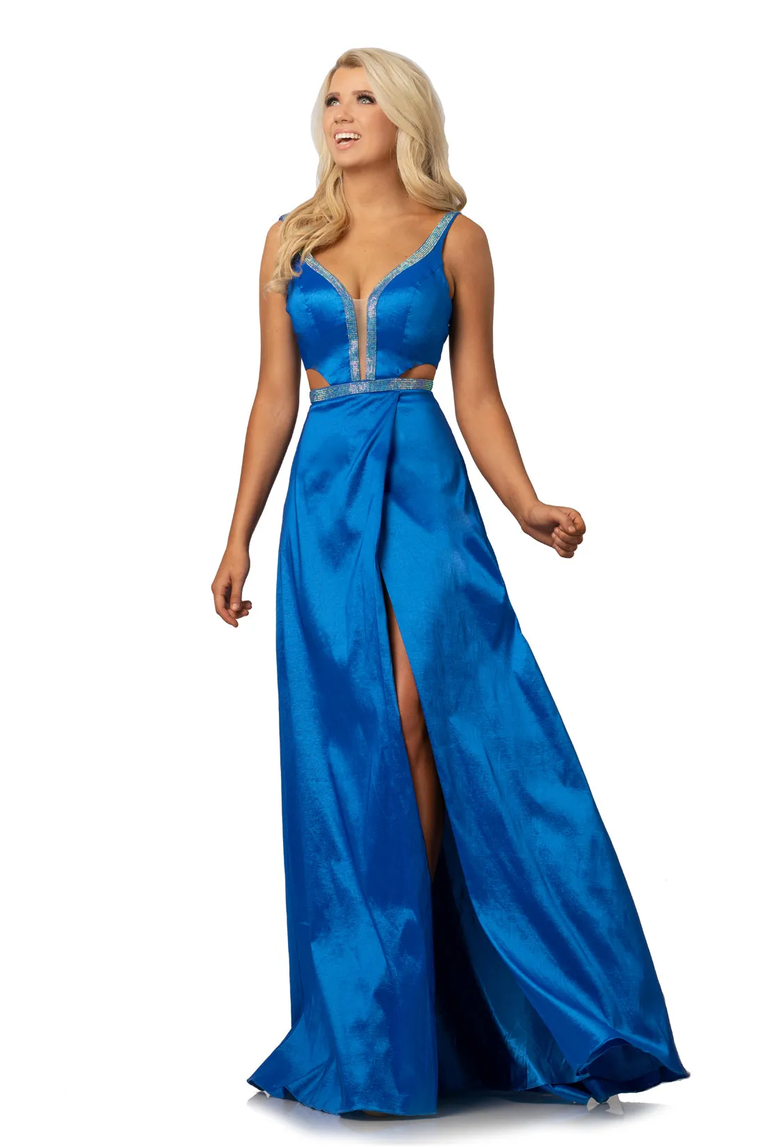 Johnathan Kayne 2012 Size 6 White Plunging Neckline Embellished Slit Prom Dress Pageant Gown