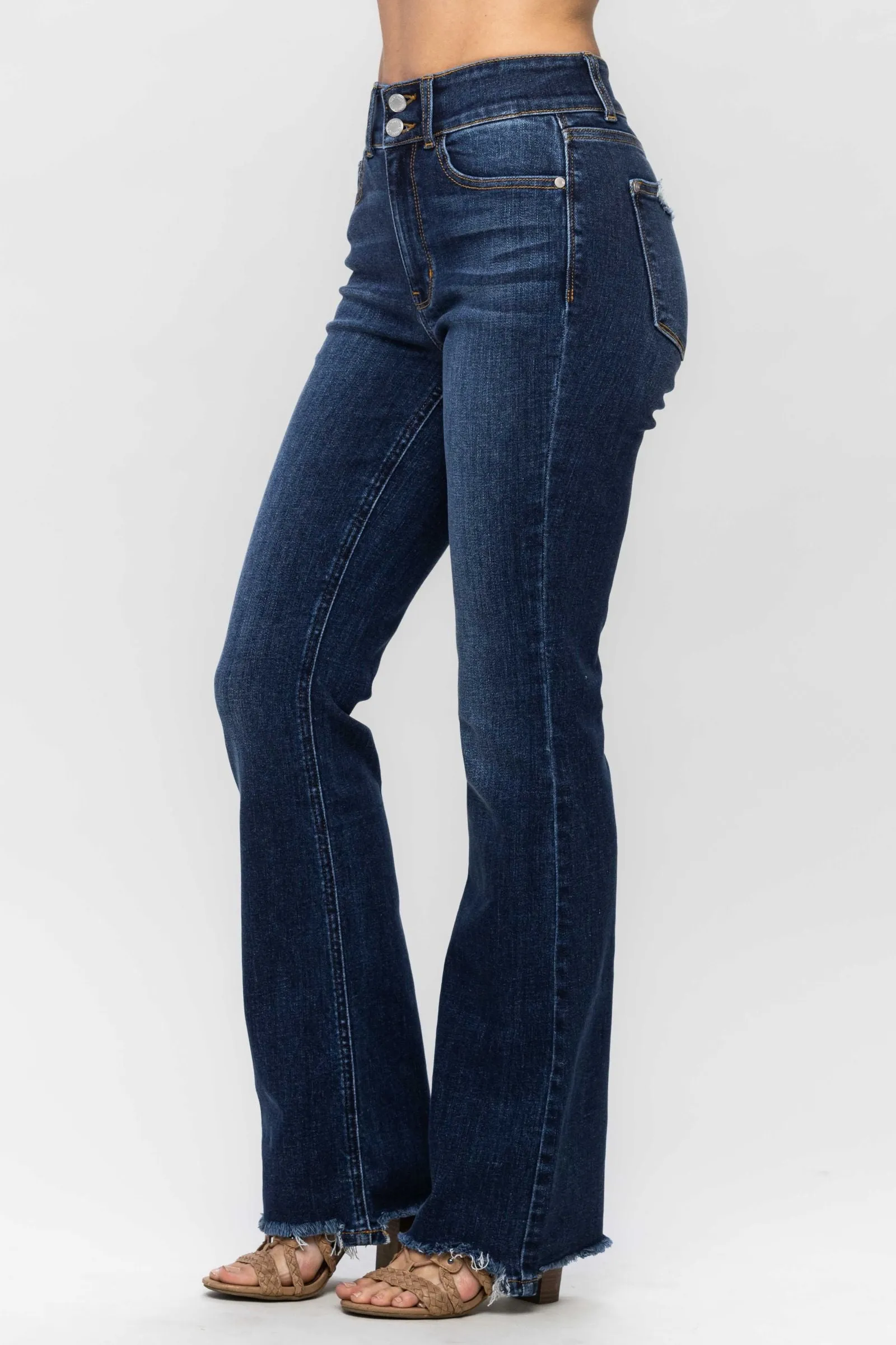 Judy Blue High Waist Frayed Hem Bootcut Denim 82568