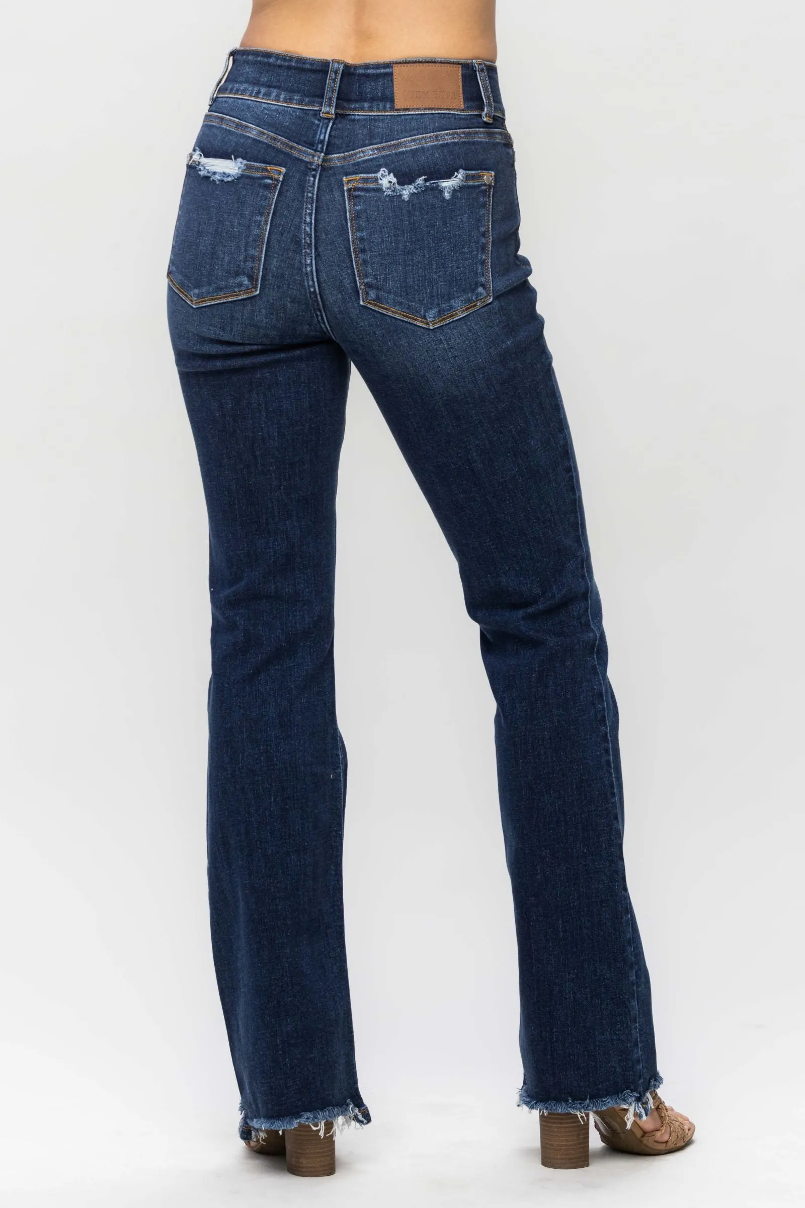 Judy Blue High Waist Frayed Hem Bootcut Denim 82568