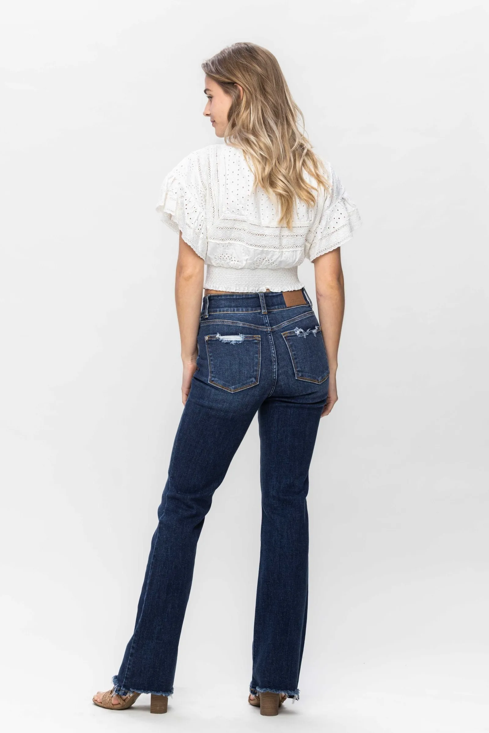 Judy Blue High Waist Frayed Hem Bootcut Denim 82568