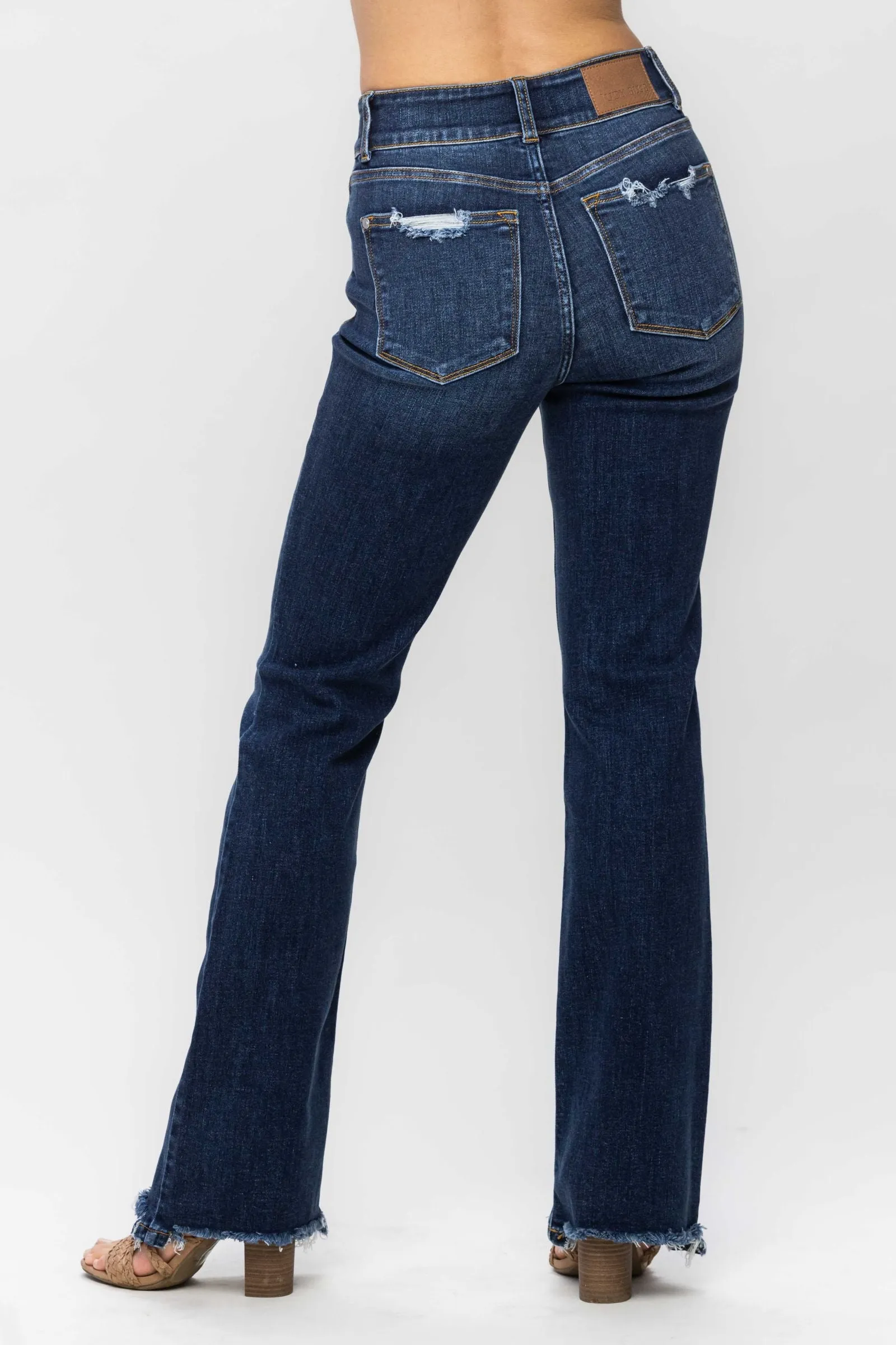 Judy Blue High Waist Frayed Hem Bootcut Denim 82568