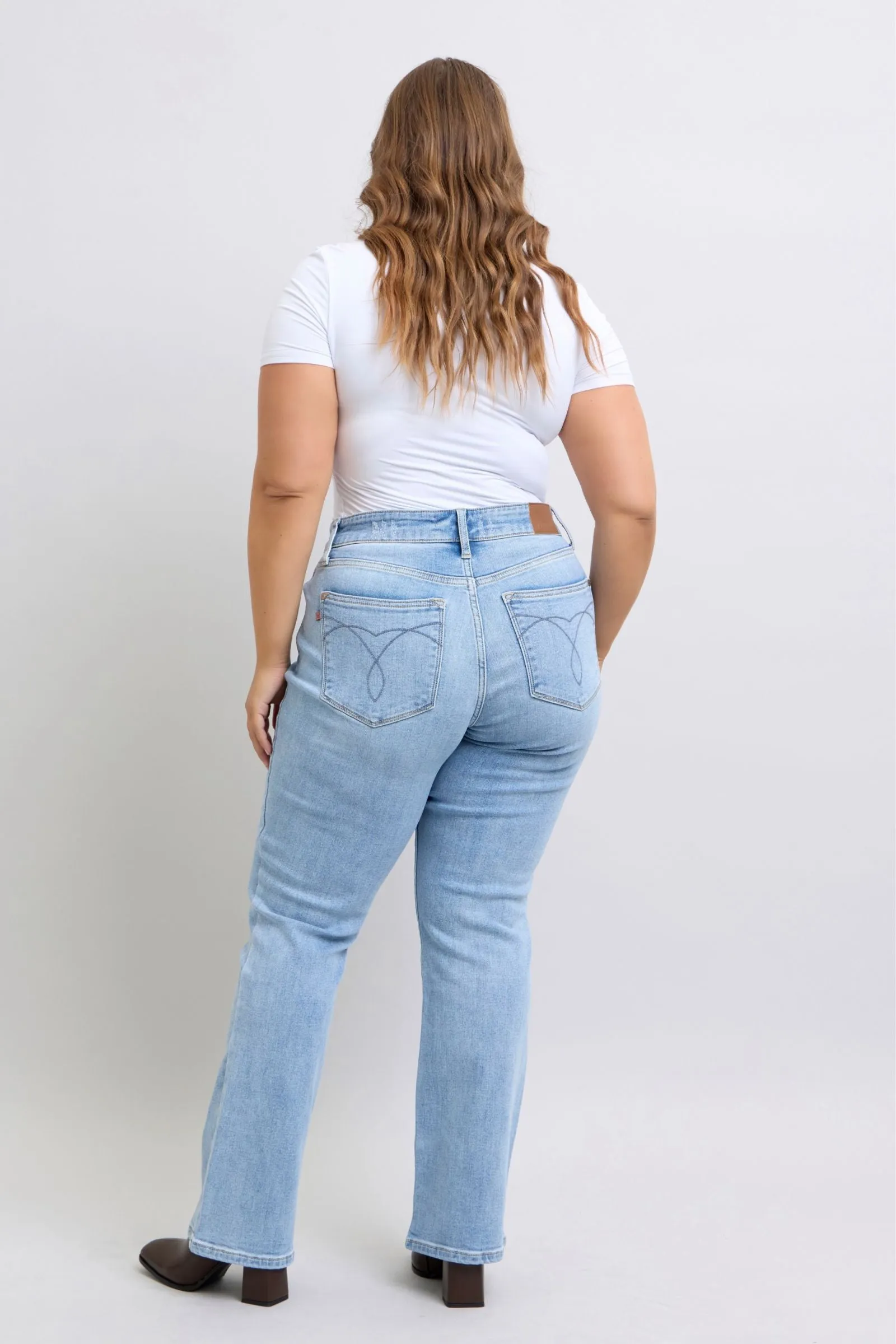 Judy Blue Mid Rise Thermal Bootcut Denim Jeans 82620