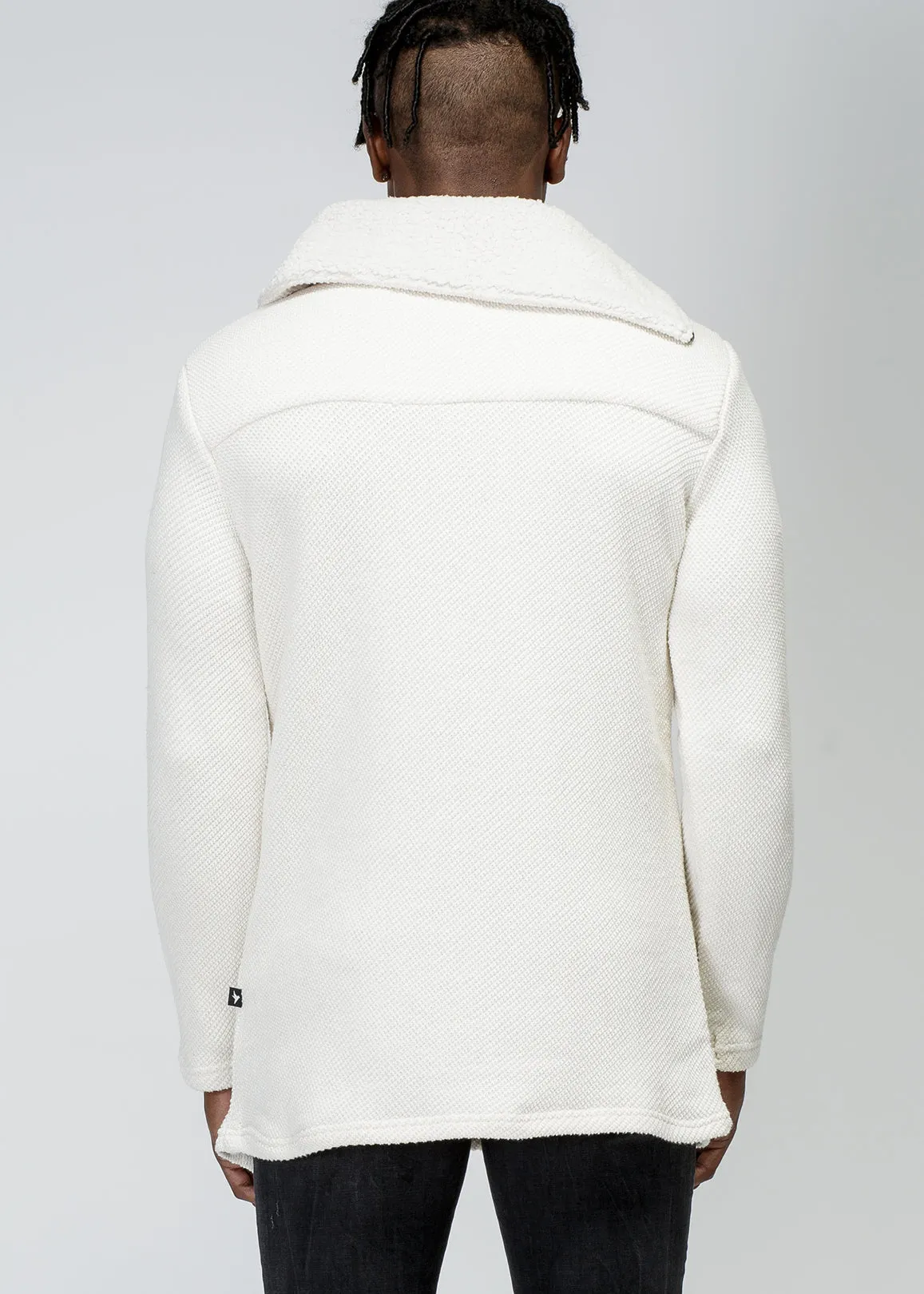 Konus Men's Side Zip Turtle Neck Sweater in Ivory