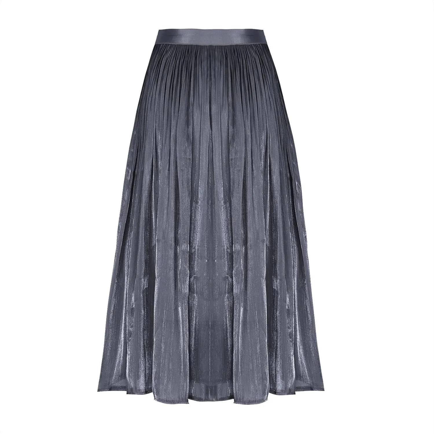 Ladies Trendy Elegant Tulle Skirt Pleated High Waist Tummy Control Midi Skirts Party Dance A-Line Swing Skirt Dress