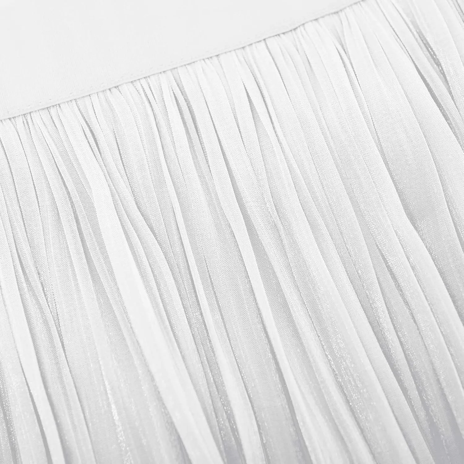 Ladies Trendy Elegant Tulle Skirt Pleated High Waist Tummy Control Midi Skirts Party Dance A-Line Swing Skirt Dress