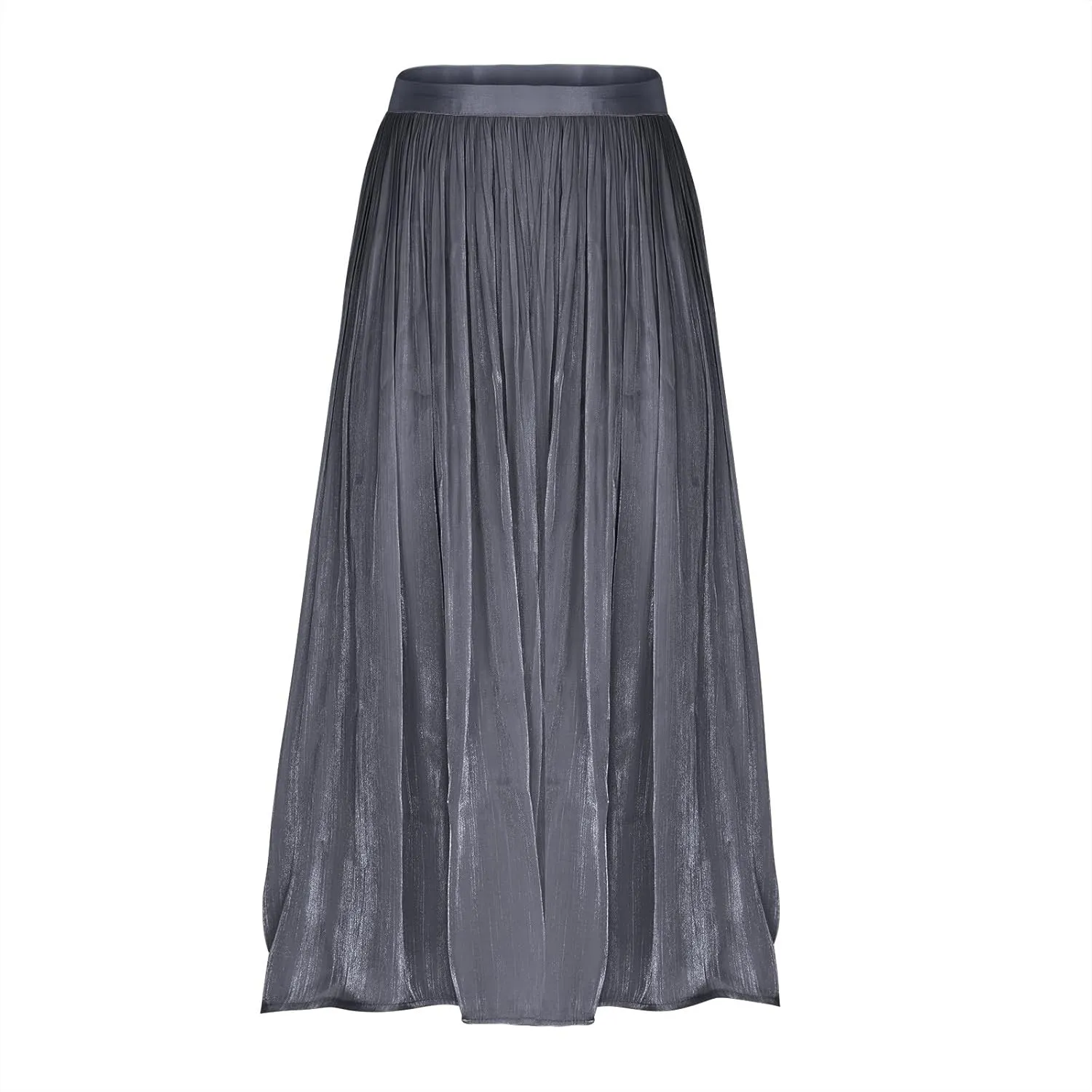 Ladies Trendy Elegant Tulle Skirt Pleated High Waist Tummy Control Midi Skirts Party Dance A-Line Swing Skirt Dress