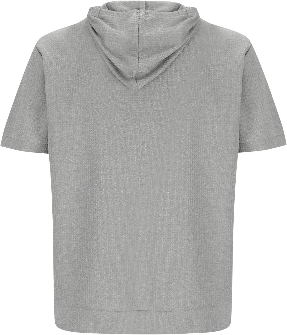 Lightweight Hoodie Men Running Waffle Knit Drawstring Hoodies Pullover Breathable Short Sleeve with Kangaroo Pocket