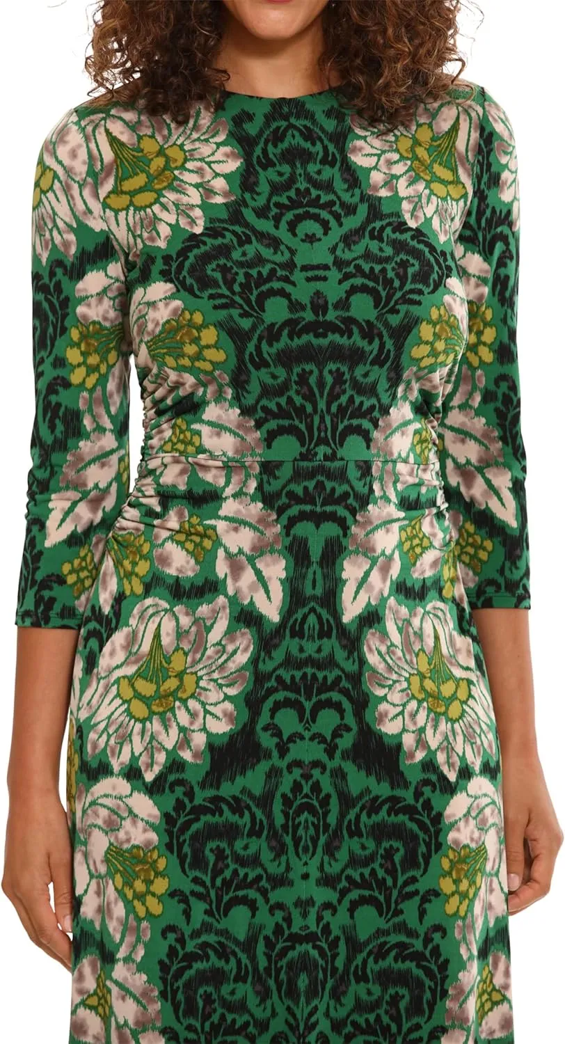 London Times Women's Jewel Neck 3/4 Sleeve Maxi Dress Flattering Placement Event Occasion