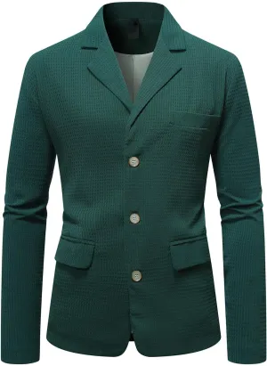 Mens Blazer Sports Coat Slim Fit 3 Buttons Solid Men's Casual Suit Blazers Jackets Lapel Collar Business Formal Coat