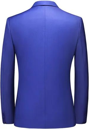 Mens Business Formal Blazer Jacket Daily Business Casual Slim Fit One Button Solid Suit Coats Notch Collar Tuxedo