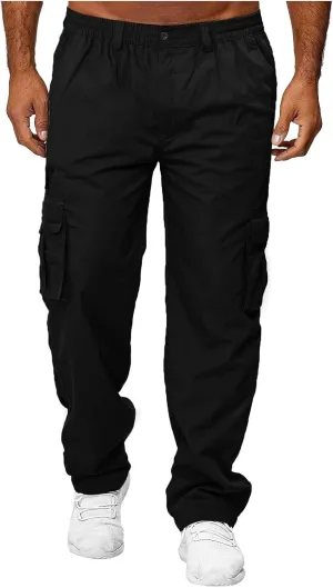 Mens Casual Jogger Pants Relaxed Fit Cargo Pants Drawstring Sweatpants Hiking Outdoor Workout Sport Pants Trousers