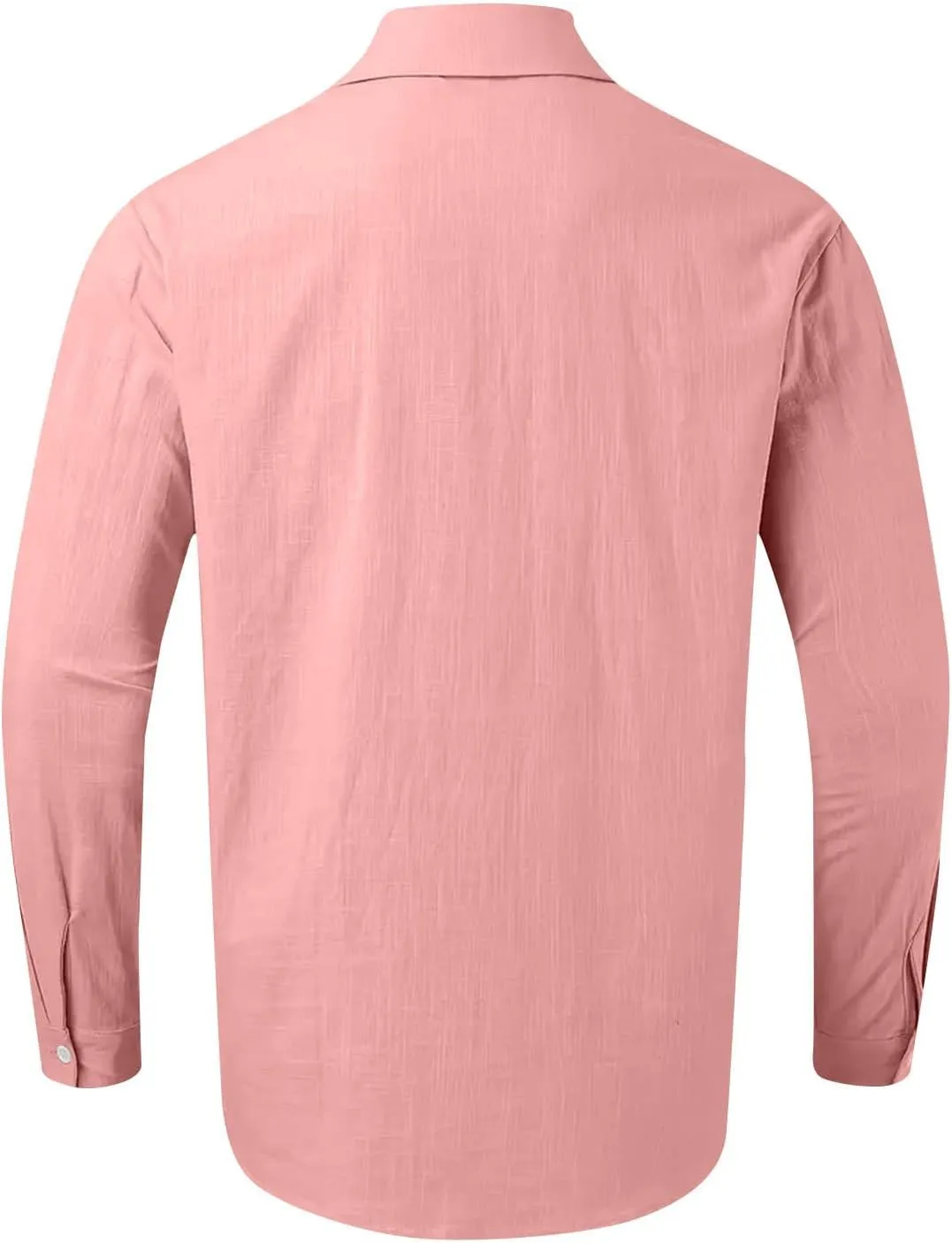 Mens Cotton Linen Shirts Casual Long Sleeve Button Down Shirt Beach Vacation Lightweight Breathable Blouses