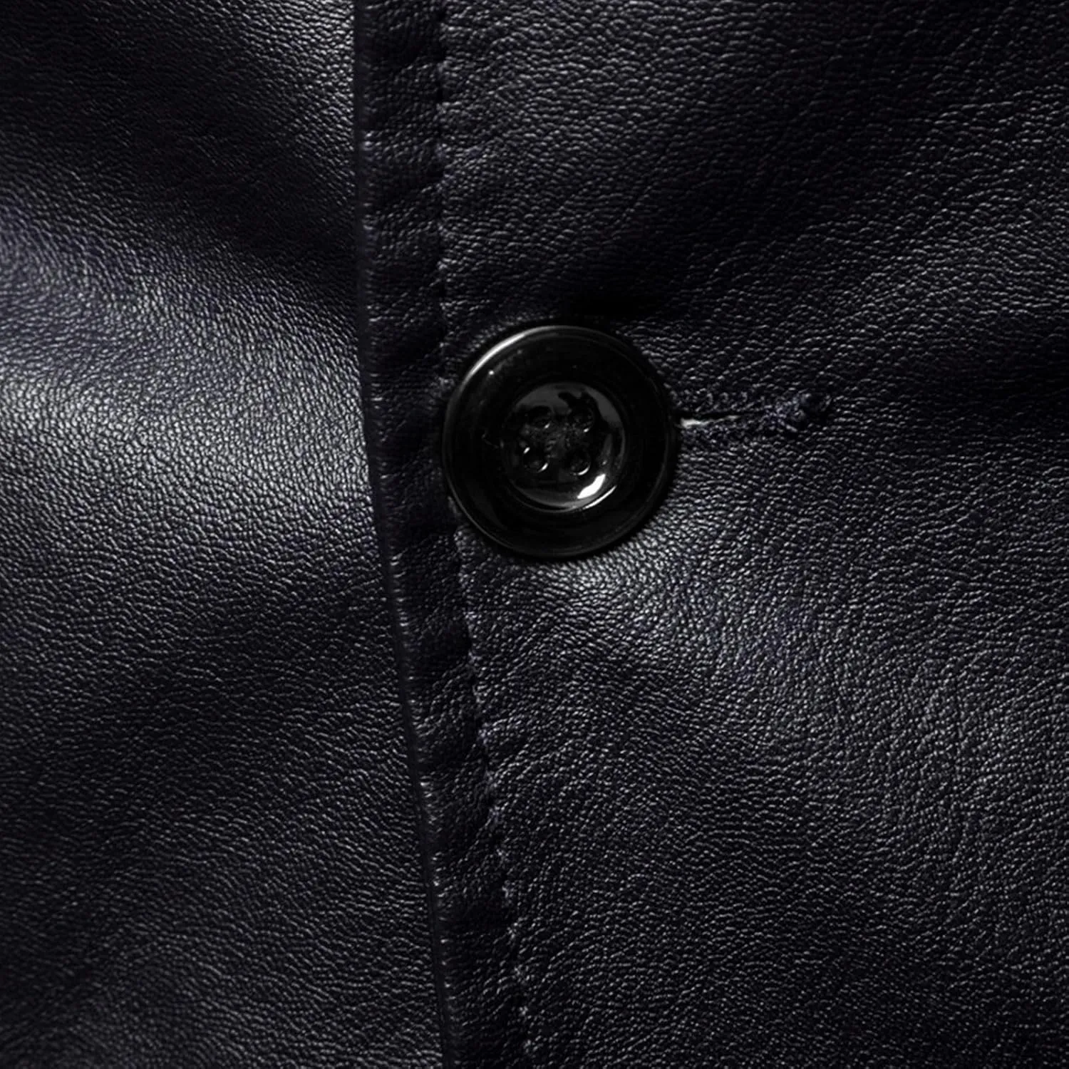 Men's Faux Leather Blazer Slim Fit Notched Lapel Formal Sports Coat Two Button Business Casual Solid Formal Jacket