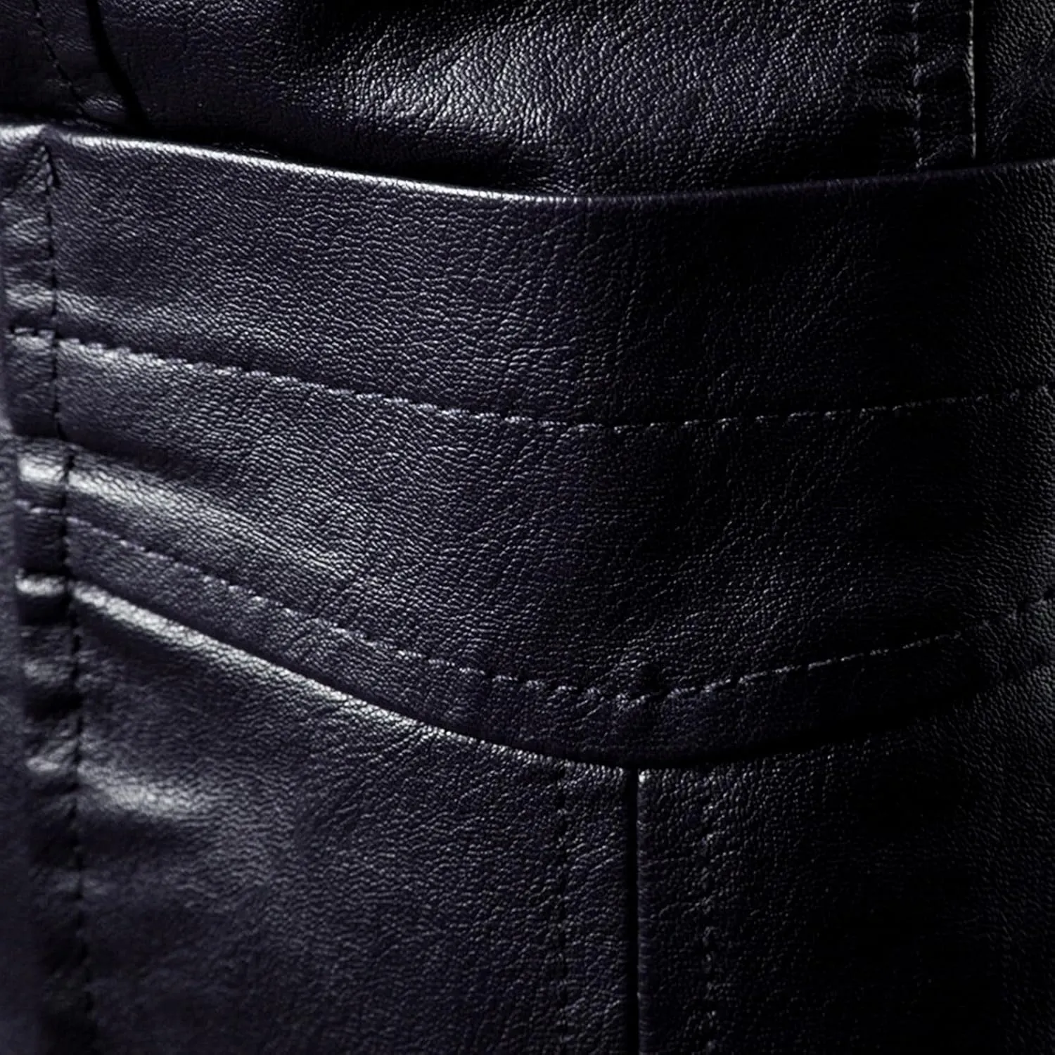 Men's Faux Leather Blazer Slim Fit Notched Lapel Formal Sports Coat Two Button Business Casual Solid Formal Jacket