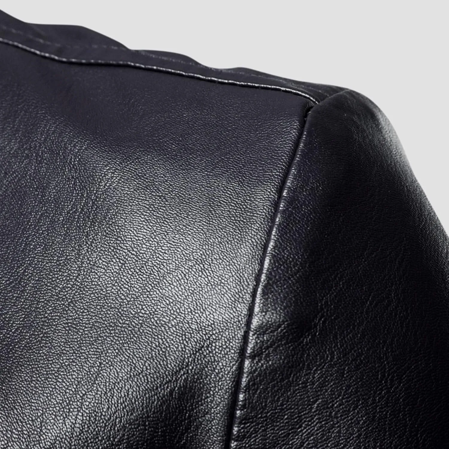 Men's Faux Leather Blazer Slim Fit Notched Lapel Formal Sports Coat Two Button Business Casual Solid Formal Jacket
