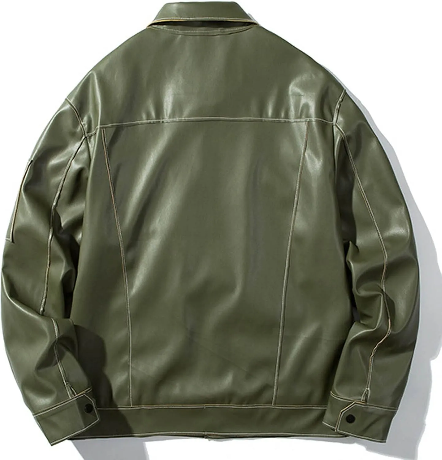 Mens Faux Leather Coat Slim Fit Lapel PU Jackets Lightweight Vintage Suit Jacket Biker Outwear Classic Coats for Men
