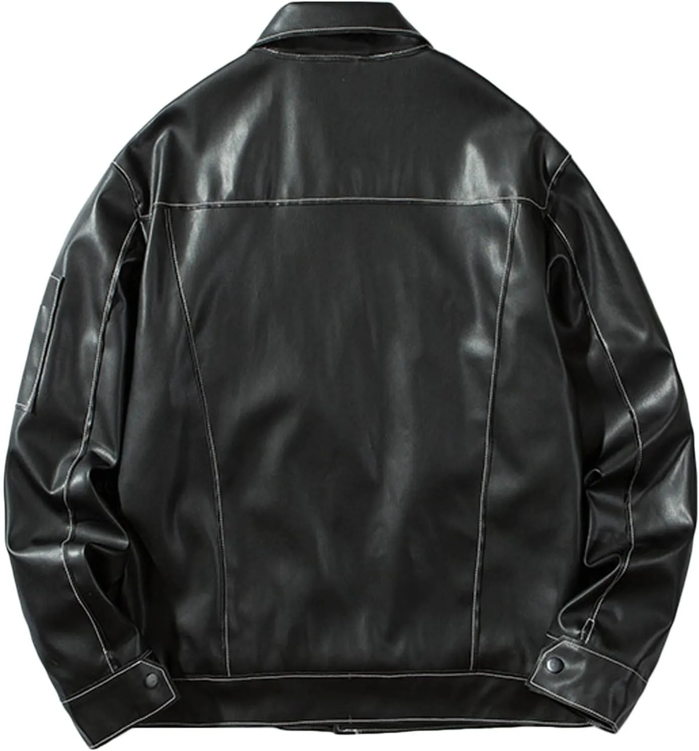 Mens Faux Leather Coat Slim Fit Lapel PU Jackets Lightweight Vintage Suit Jacket Biker Outwear Classic Coats for Men