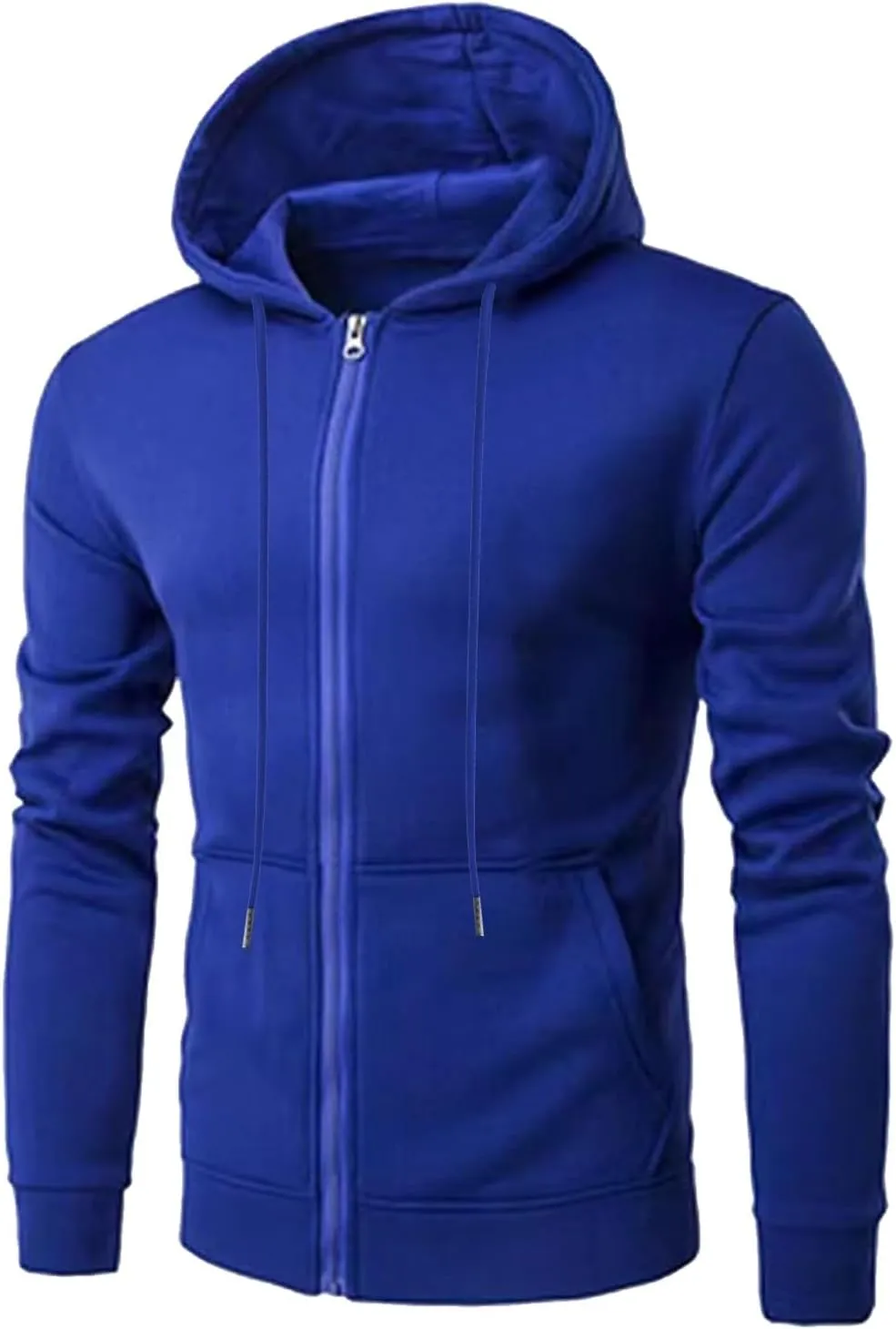 Mens Hoodies,Men's Slim Fit Long Sleeve Lightweight Zip-up Solid Hoodie with Kanga Pocket Hooded Sweatshirts Sweaters