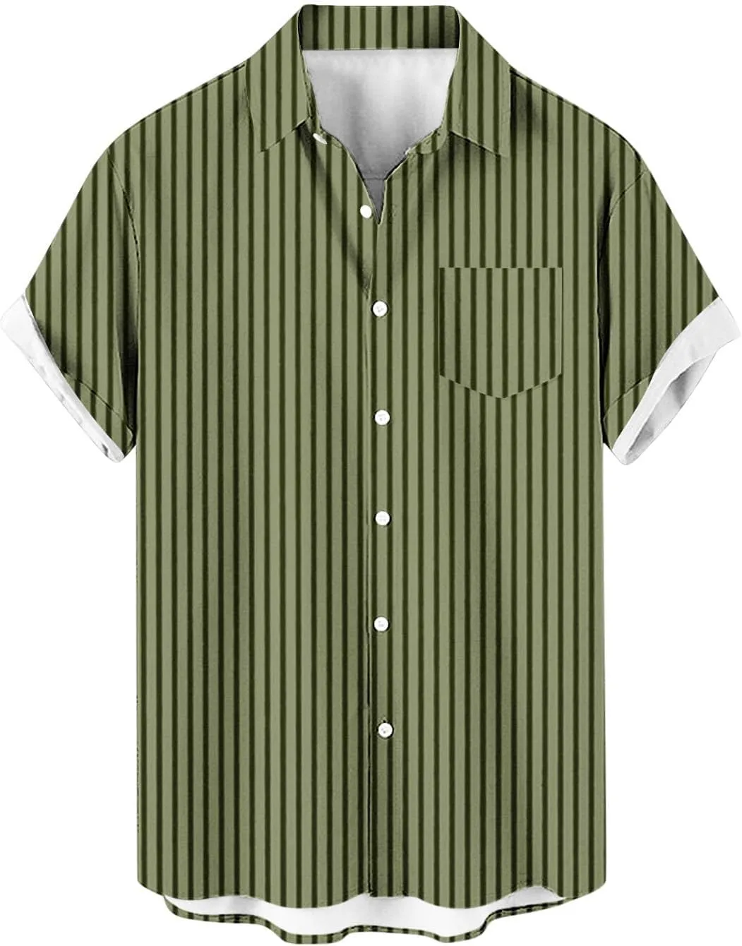 Men's Stripe Chambray Short Sleeve Button-Down Shirt, Wrinkle Resistant, Lapel Collar, Breathable Soft Comfy Shirts