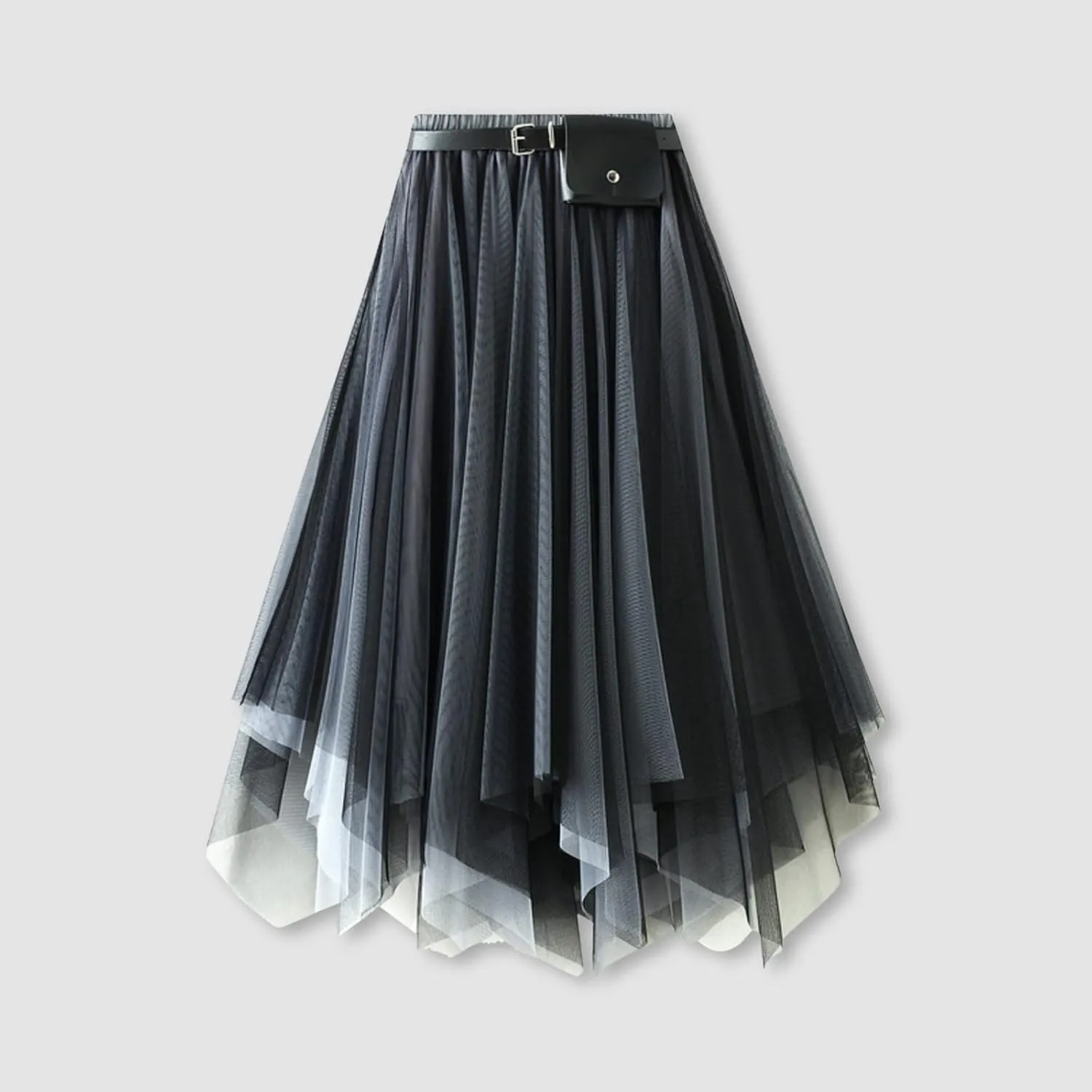 Mesh Layered Midi Irregular Tulle Skirt Women Summer High Waist Up Party Petticoat Skirt Women's Elegant Tutu