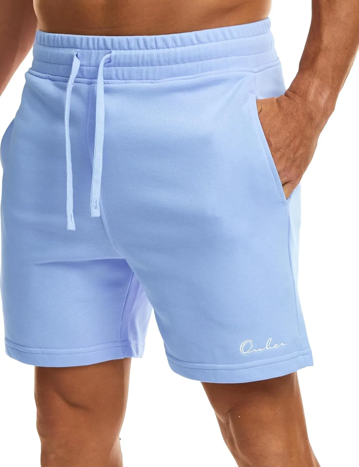 Ouber Men's Cotton Sweat Shorts Athletic Gym Workout Shorts Sporty Casual Shorts