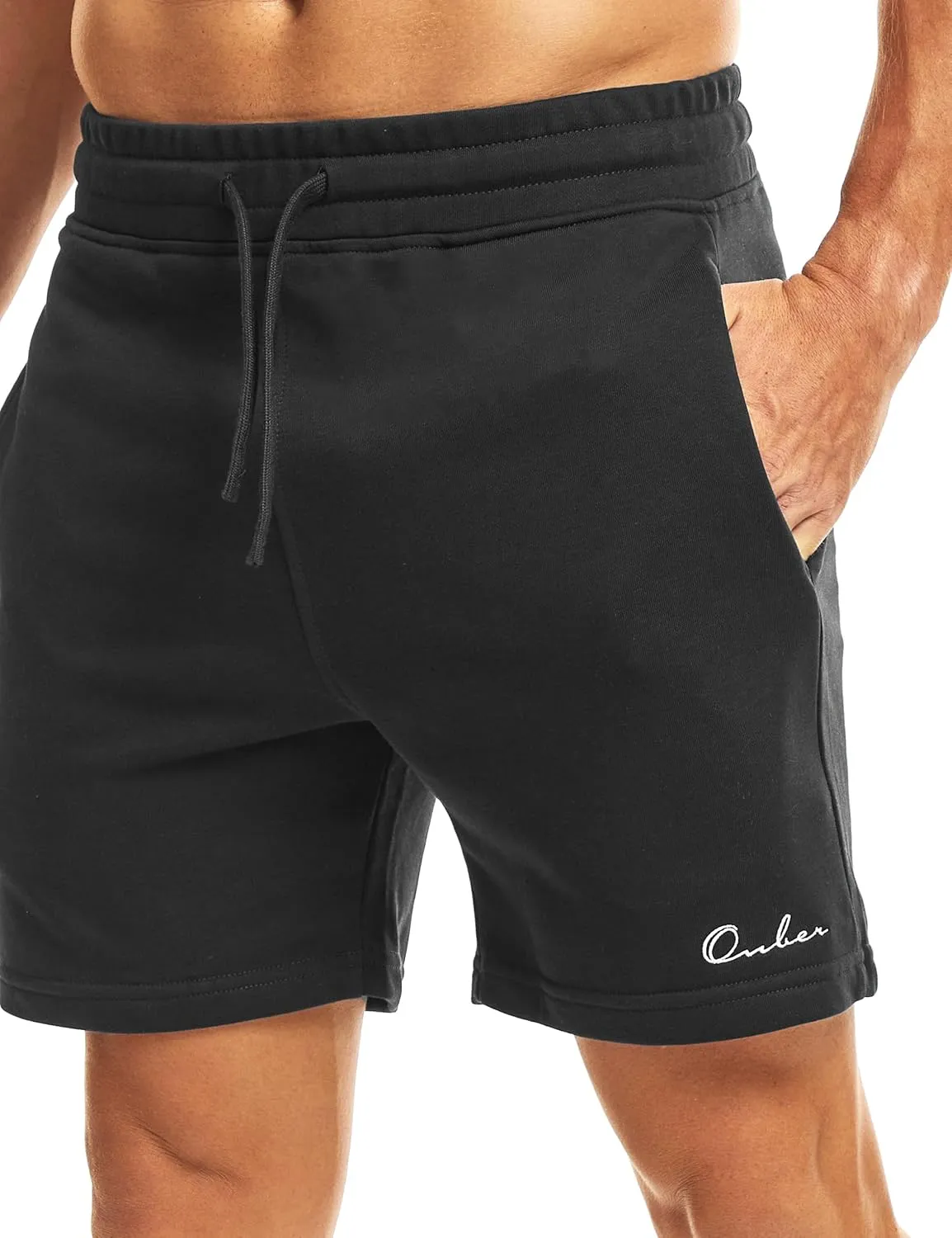 Ouber Men's Cotton Sweat Shorts Athletic Gym Workout Shorts Sporty Casual Shorts