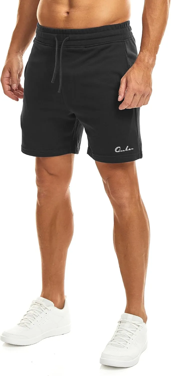 Ouber Men's Cotton Sweat Shorts Athletic Gym Workout Shorts Sporty Casual Shorts