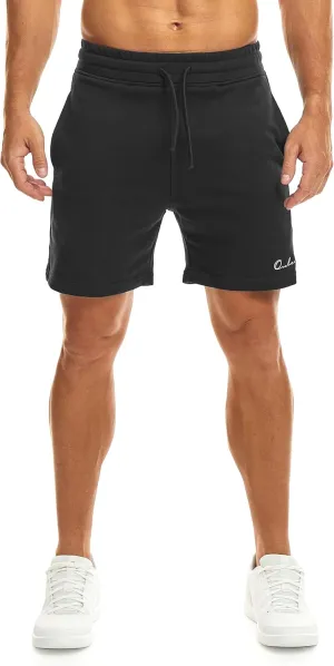 Ouber Men's Cotton Sweat Shorts Athletic Gym Workout Shorts Sporty Casual Shorts