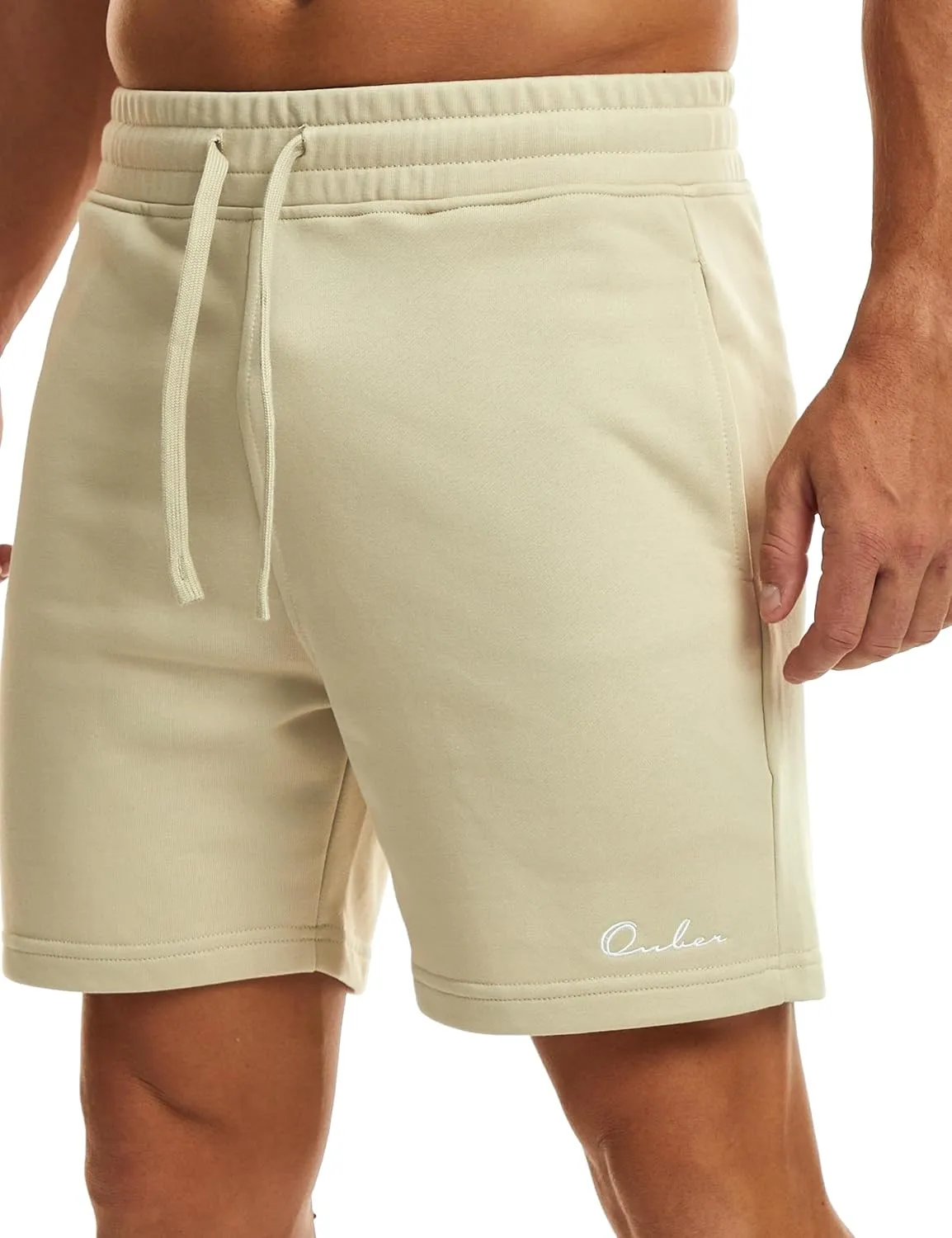 Ouber Men's Cotton Sweat Shorts Athletic Gym Workout Shorts Sporty Casual Shorts