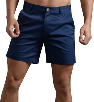 Oymyakon Men's Chino Shorts 6 Inch Slim Fit Shorts Cotton Stretch Casual Shorts Summer Flat Front Shorts