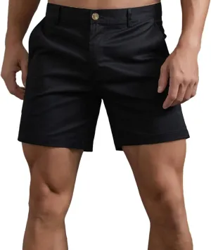 Oymyakon Men's Chino Shorts 6 Inch Slim Fit Shorts Cotton Stretch Casual Shorts Summer Flat Front Shorts