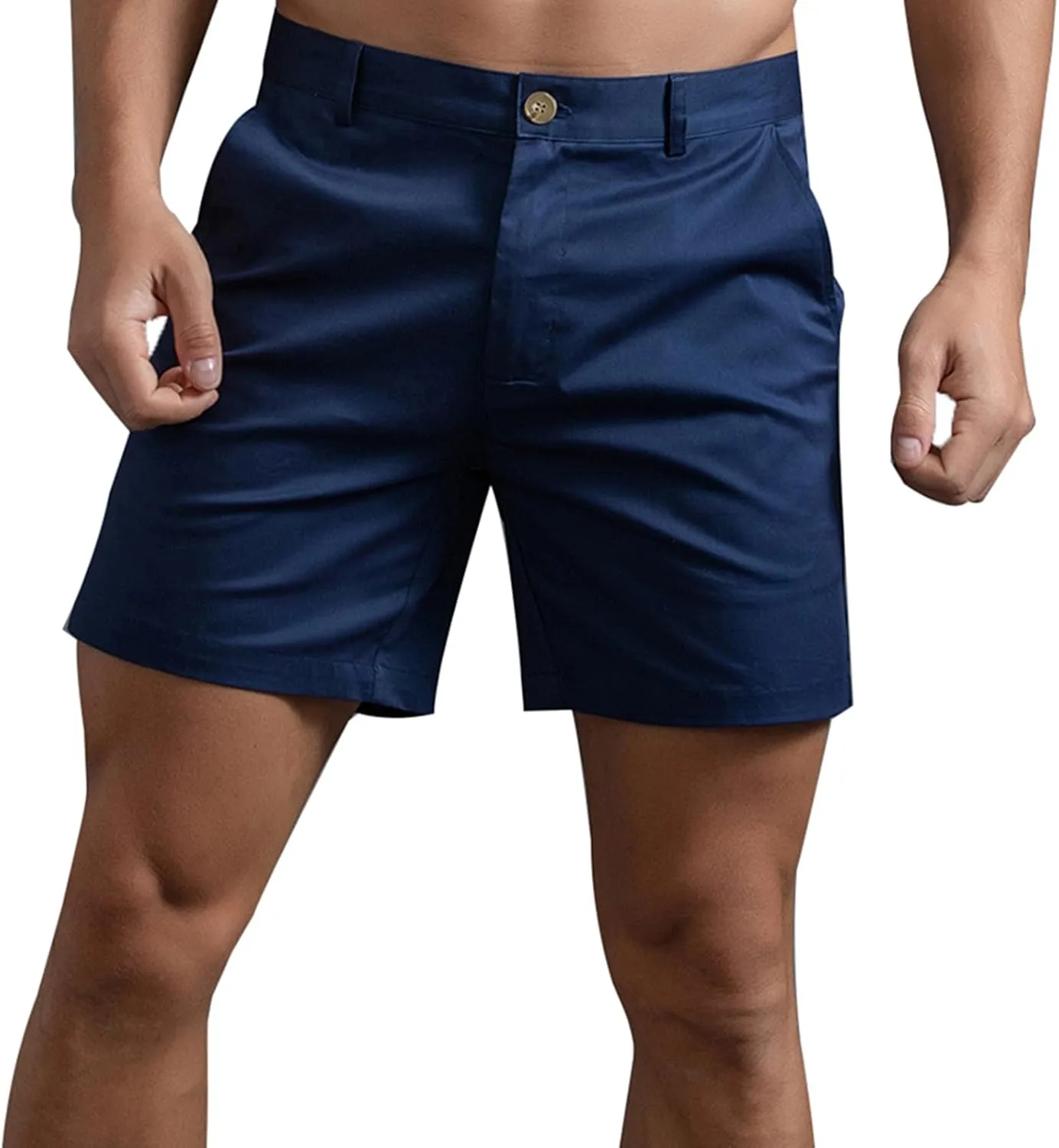 Oymyakon Men's Chino Shorts 6 Inch Slim Fit Shorts Cotton Stretch Casual Shorts Summer Flat Front Shorts