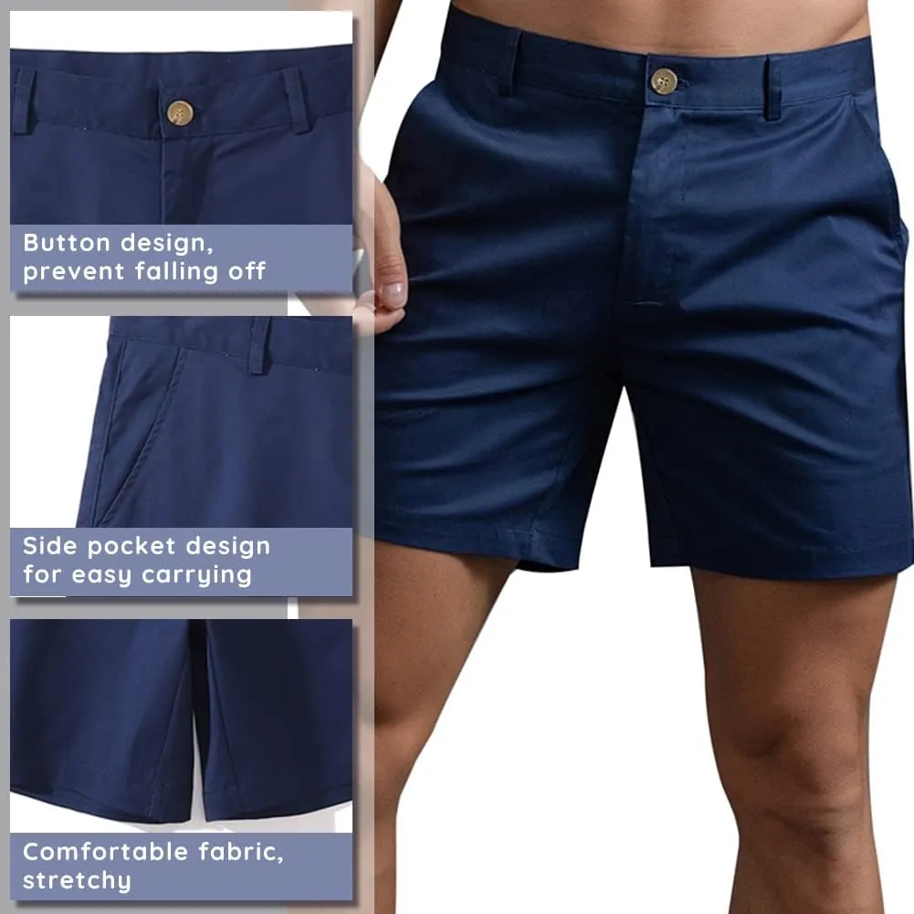 Oymyakon Men's Chino Shorts 6 Inch Slim Fit Shorts Cotton Stretch Casual Shorts Summer Flat Front Shorts