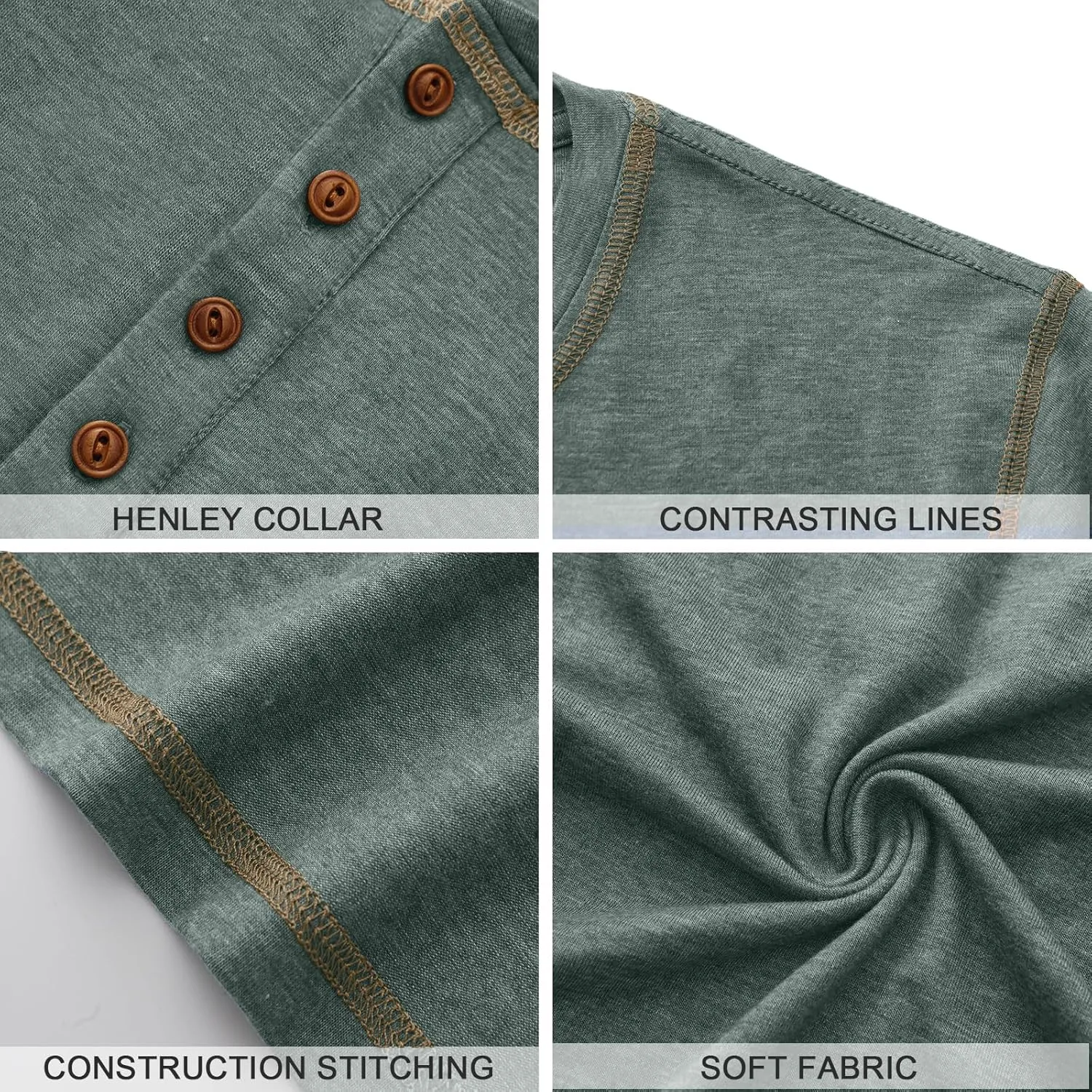 PEGENO Mens Fashion Henley Short Sleeve T-Shirt Casual Shirt Contrast Stitching Tees Tops