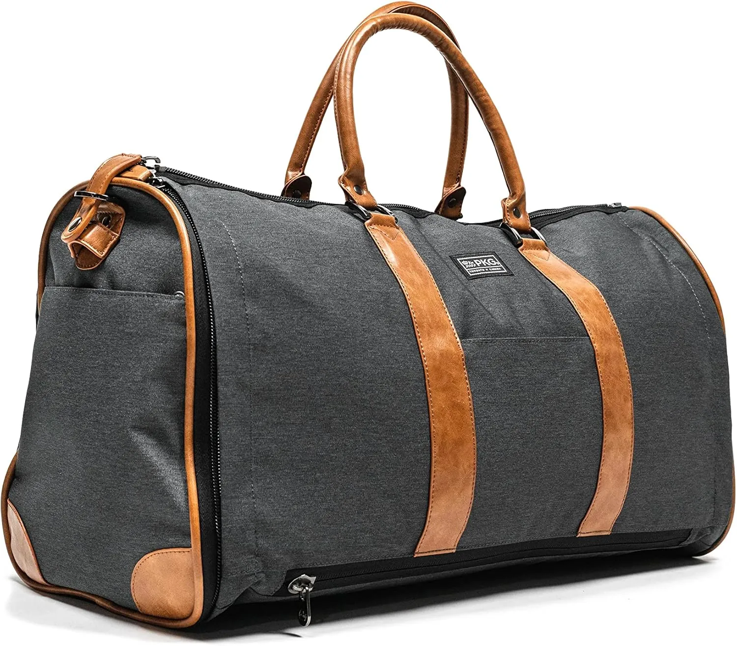PKG Rosedale Duffel | Garment Bag 41L. Recycled Weather Resistant 600D Double Layer construction. 16" Laptop. (Recycled Dark Grey)
