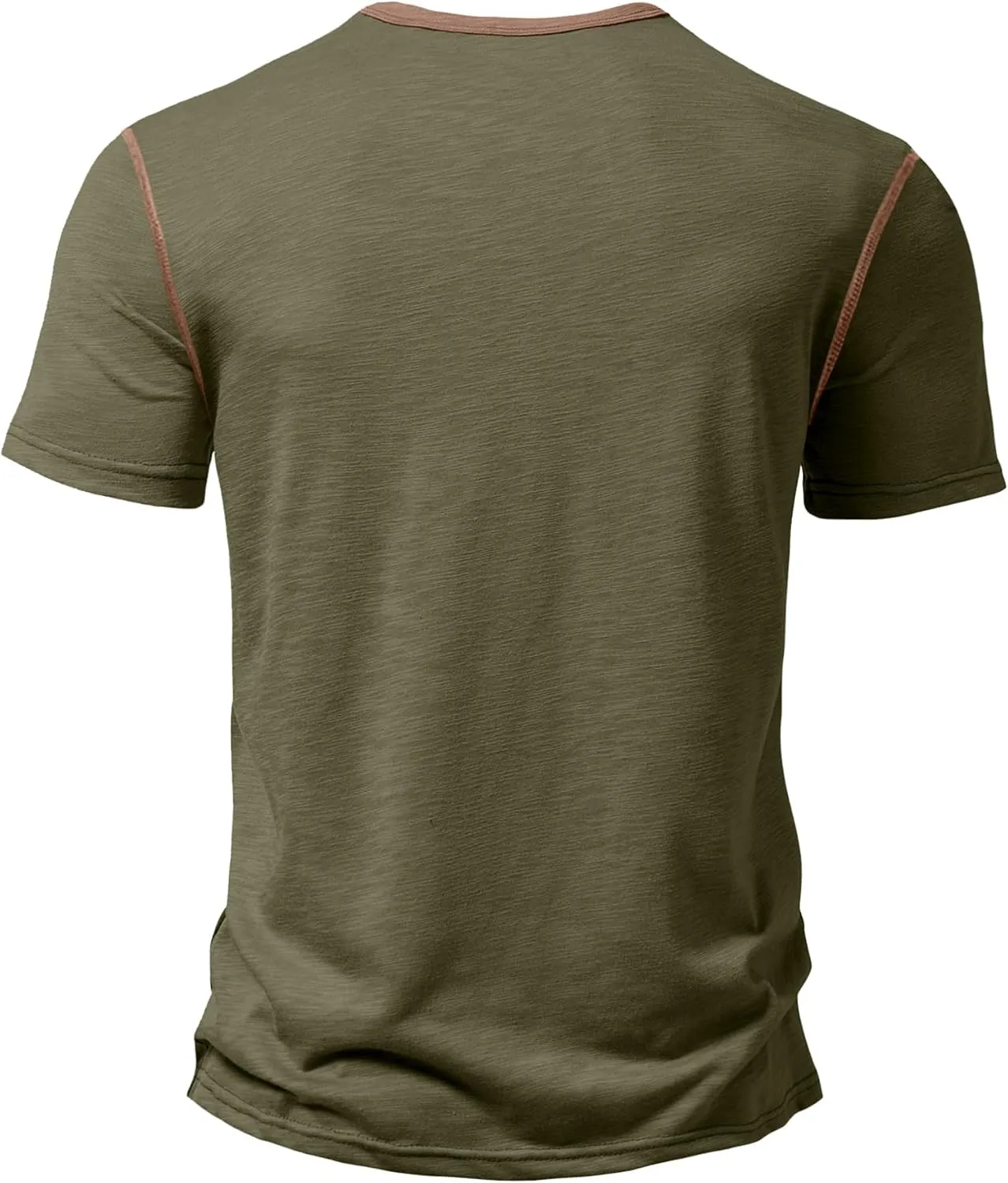 PLEPAN Mens Henley Shirts Crewneck Short Sleeve Casual Cotton T-Shirts with Contrast Color Collar