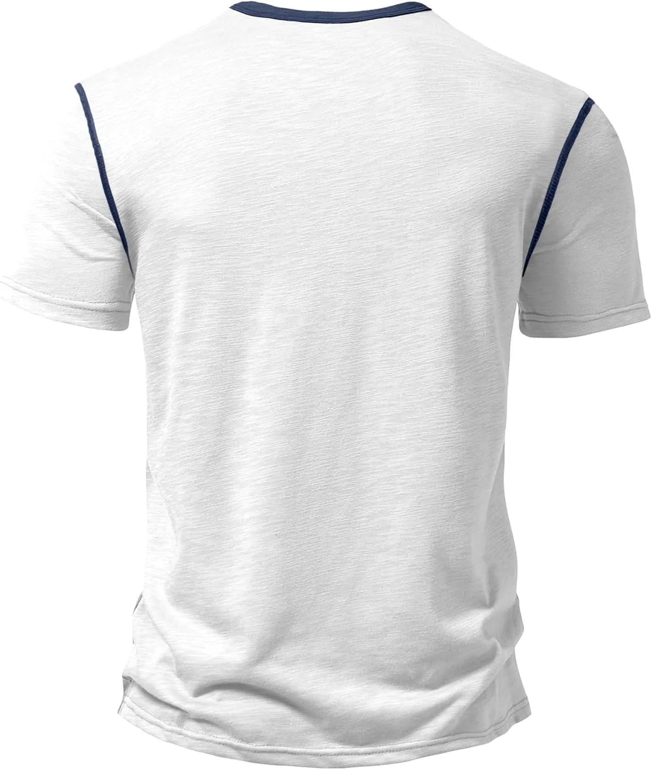 PLEPAN Mens Henley Shirts Crewneck Short Sleeve Casual Cotton T-Shirts with Contrast Color Collar