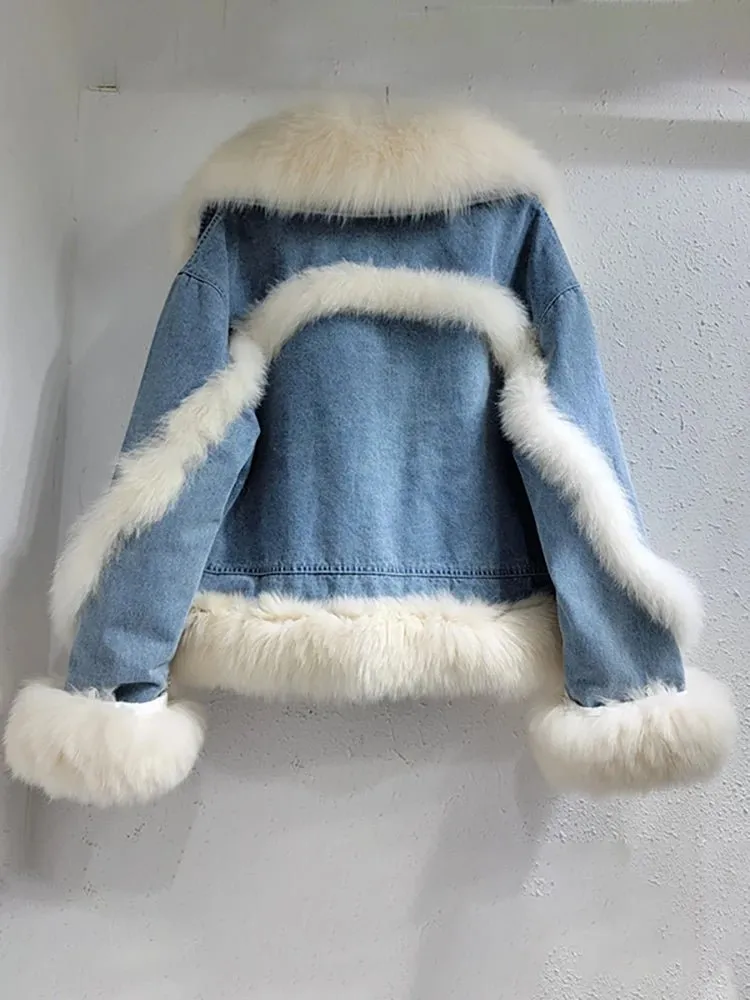 Pre Order:  Faux Fur Padded Denim Jacket