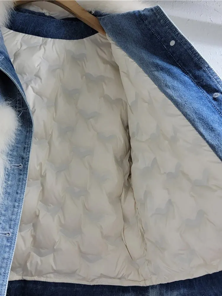 Pre Order:  Faux Fur Padded Denim Jacket