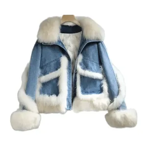 Pre Order:  Faux Fur Padded Denim Jacket