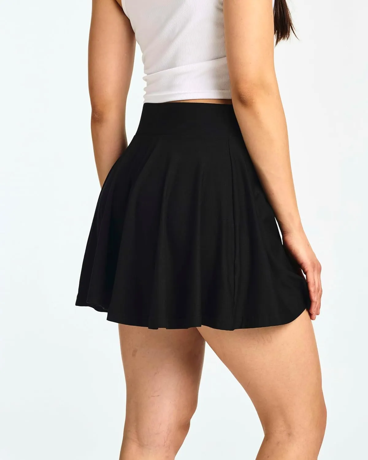 Real Essentials 4 Pack: Women's Basic Casual Stretchy Mini Skirt - Skater A-Line Flowy Flared (Available in Plus Size)