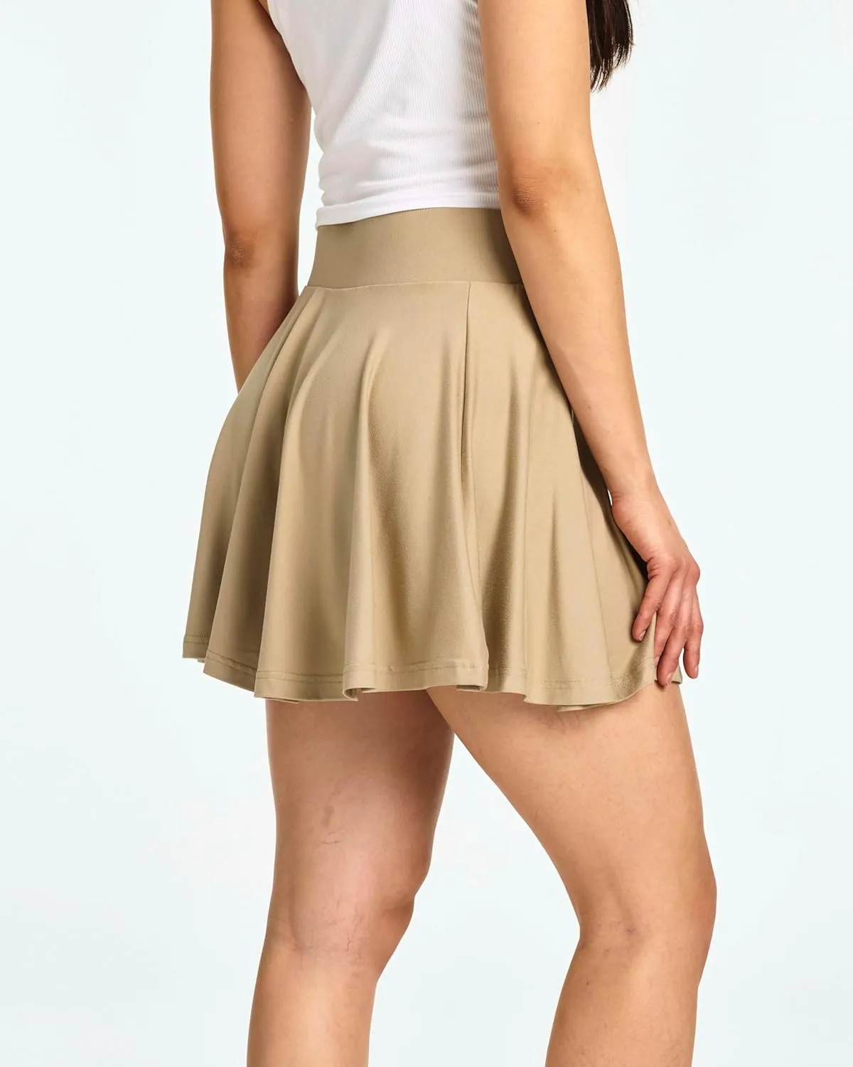Real Essentials 4 Pack: Women's Basic Casual Stretchy Mini Skirt - Skater A-Line Flowy Flared (Available in Plus Size)