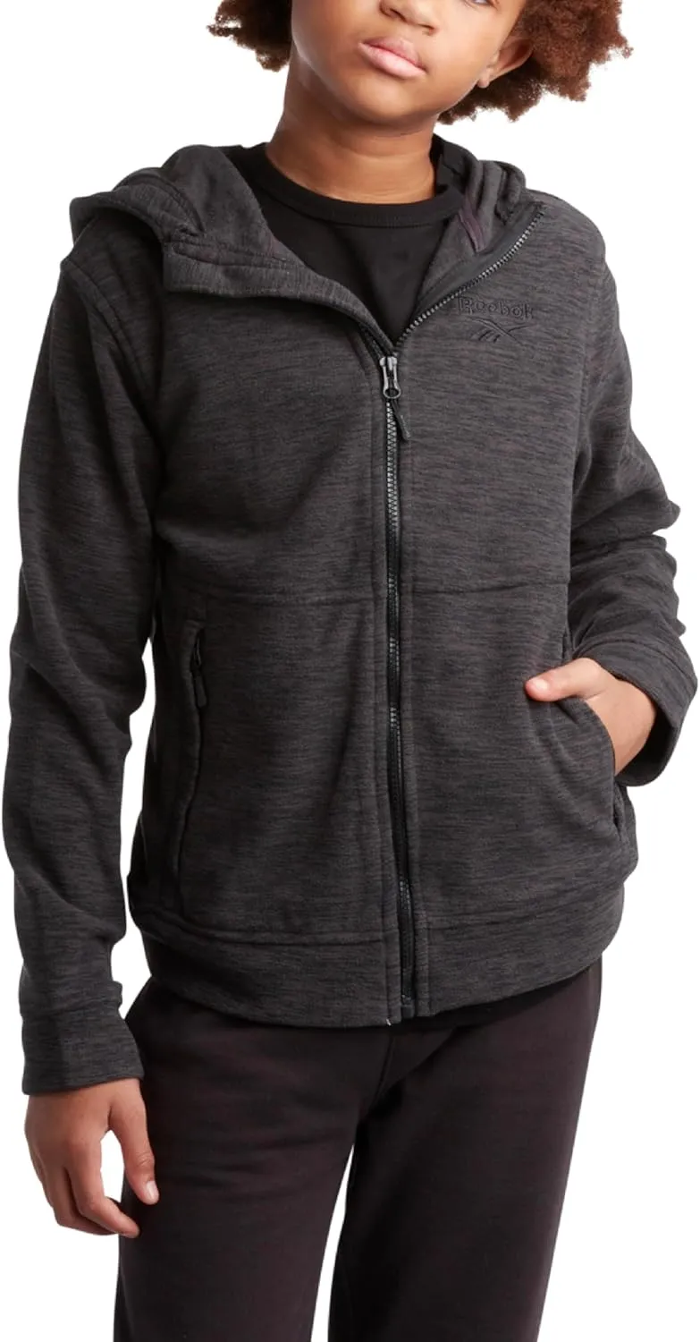 Reebok Boys' Jacket - Warm Polar Fleece Insulated Jacket - Weather Resistant Zip Up Hooded Jackets for Boys (Sizes: 4-20)
