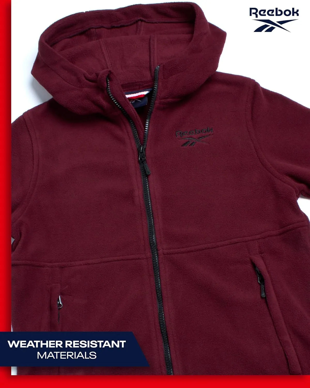Reebok Boys' Jacket - Warm Polar Fleece Insulated Jacket - Weather Resistant Zip Up Hooded Jackets for Boys (Sizes: 4-20)