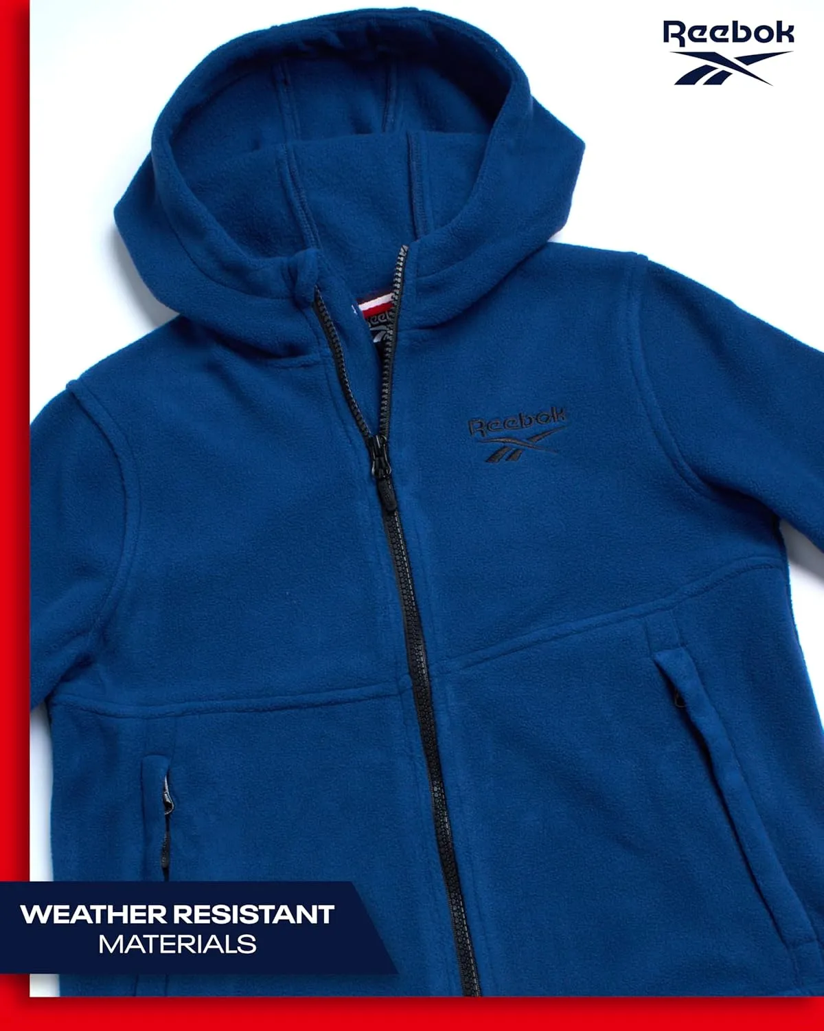 Reebok Boys' Jacket - Warm Polar Fleece Insulated Jacket - Weather Resistant Zip Up Hooded Jackets for Boys (Sizes: 4-20)