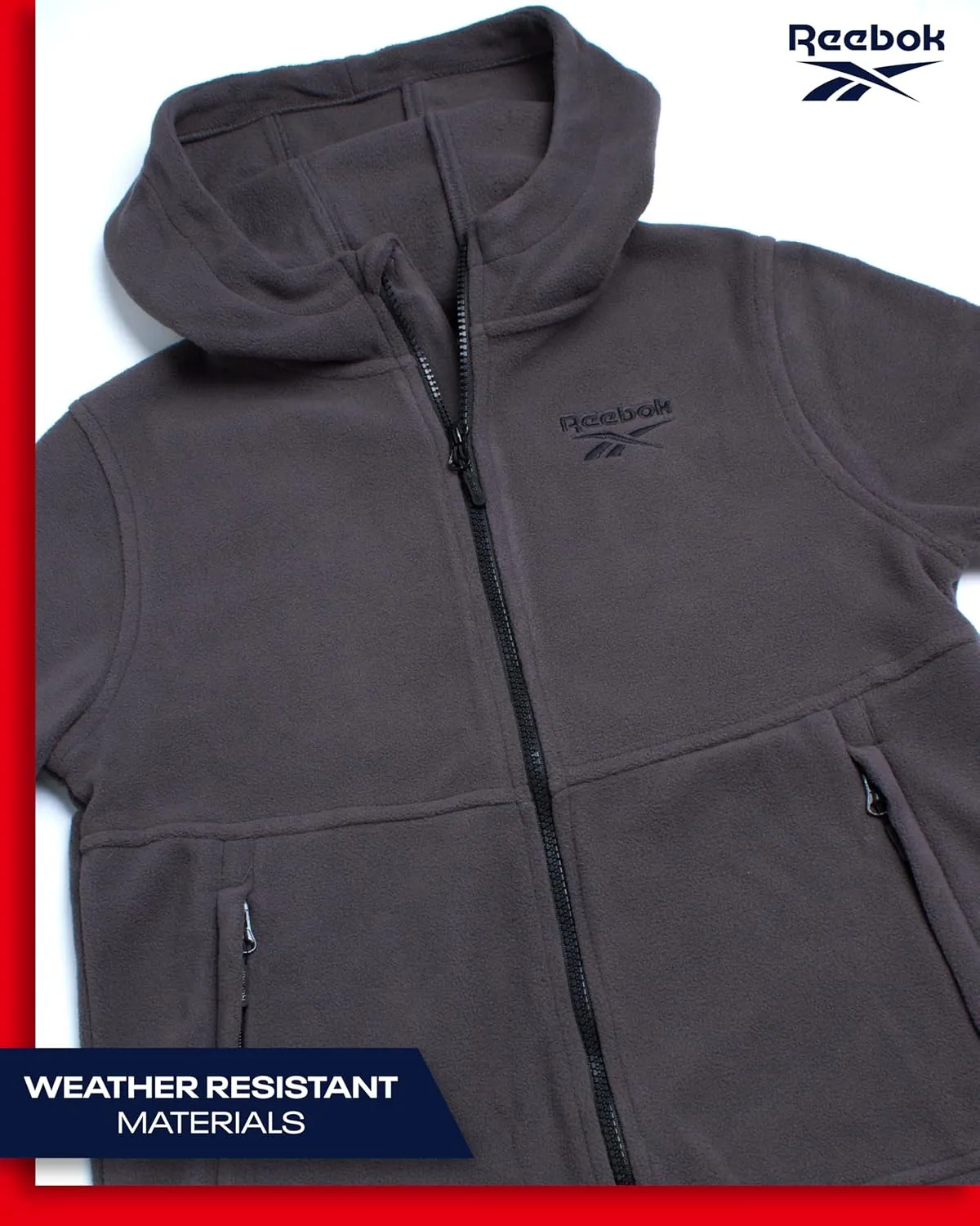 Reebok Boys' Jacket - Warm Polar Fleece Insulated Jacket - Weather Resistant Zip Up Hooded Jackets for Boys (Sizes: 4-20)