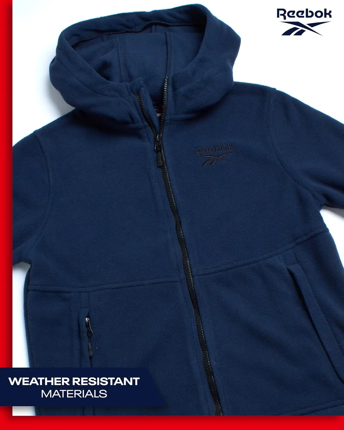 Reebok Boys' Jacket - Warm Polar Fleece Insulated Jacket - Weather Resistant Zip Up Hooded Jackets for Boys (Sizes: 4-20)