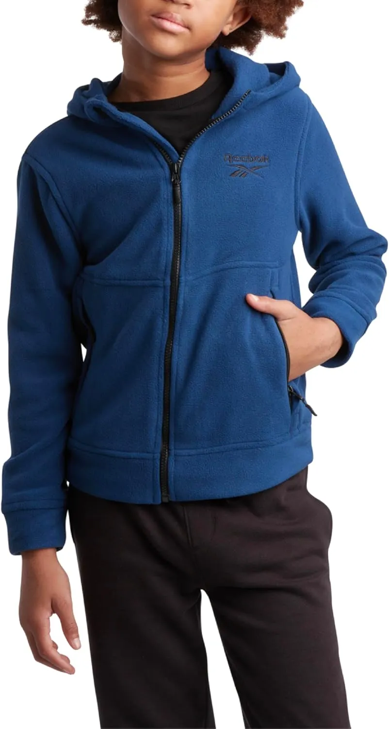 Reebok Boys' Jacket - Warm Polar Fleece Insulated Jacket - Weather Resistant Zip Up Hooded Jackets for Boys (Sizes: 4-20)