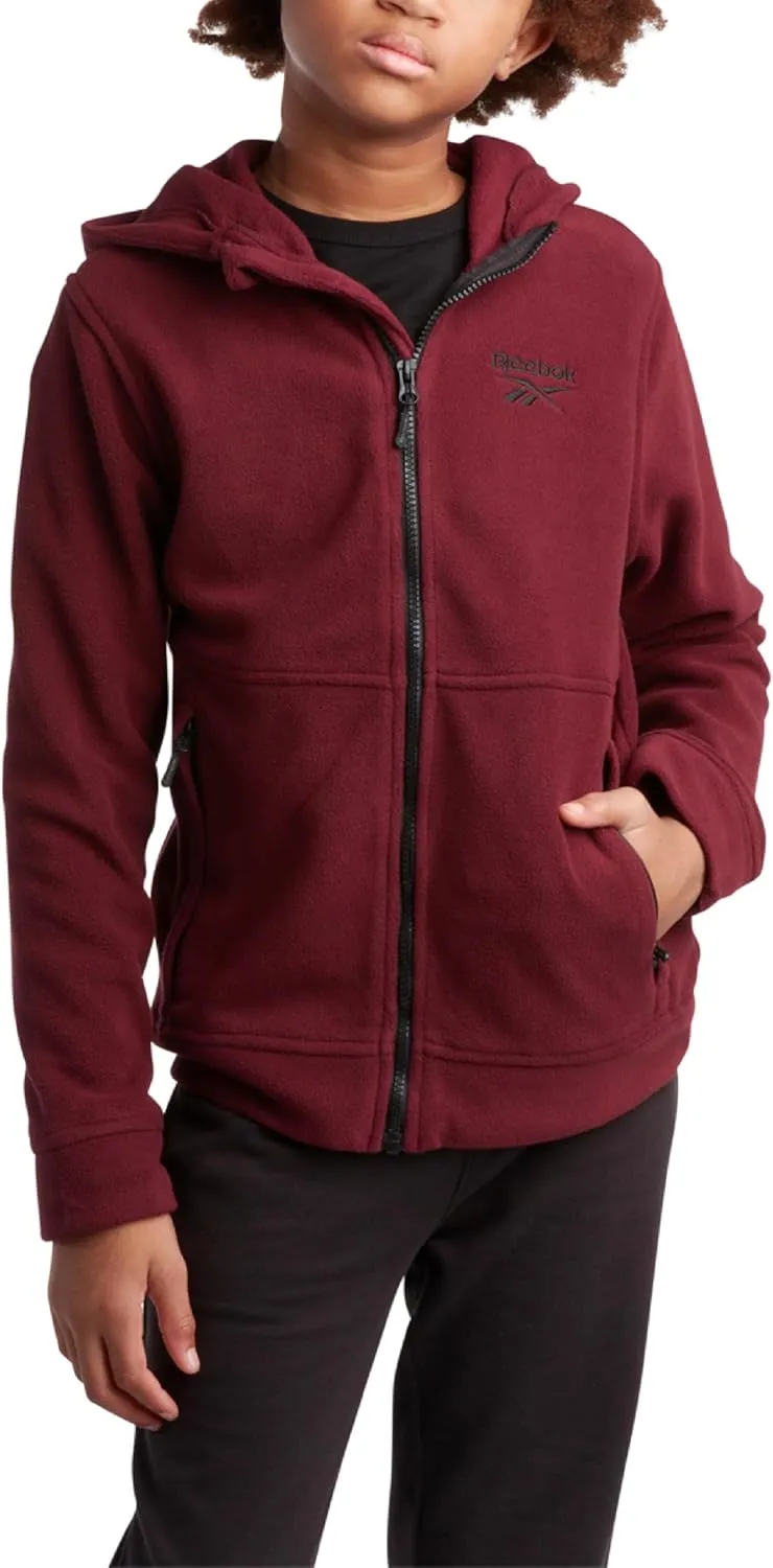 Reebok Boys' Jacket - Warm Polar Fleece Insulated Jacket - Weather Resistant Zip Up Hooded Jackets for Boys (Sizes: 4-20)